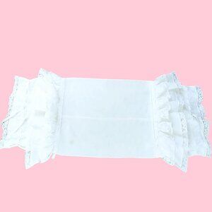 Rare D. Porthault White Lace & Satin Embroidered Neckroll Pillow Sham